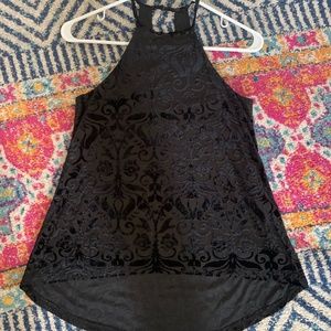 Black Floral High necked top (Size XS)